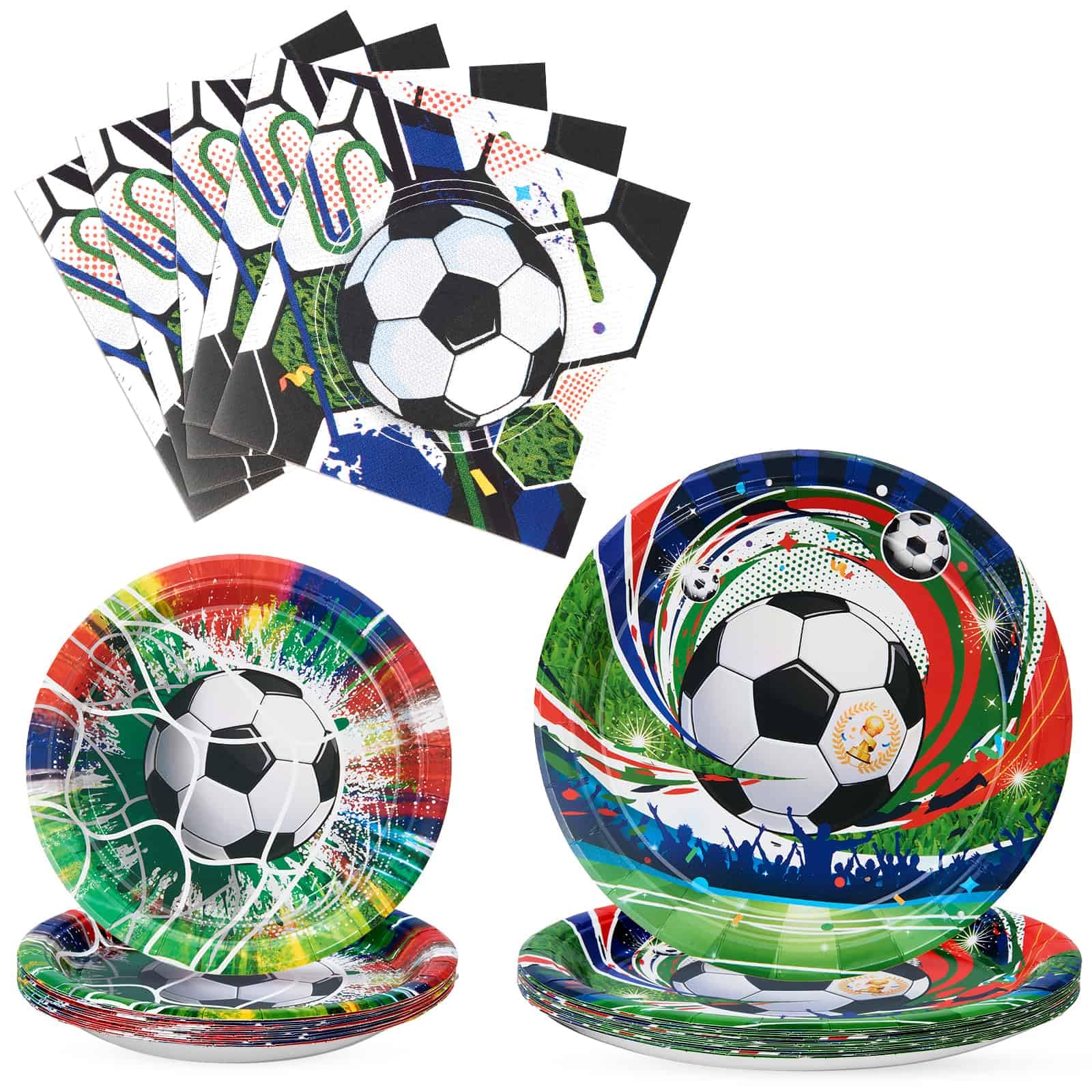 WERNNSAI Soccer Party Plates and Napkins Set 48 PCS Soccer Tableware