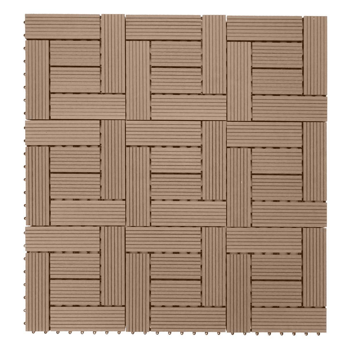 Piastrelle Per Esterni In WPC Mendler Rhone T831 - 30x30 Cm, 11 Pezzi Per 1 Mq, Colore Teak, Resistente A Intemperie E UV