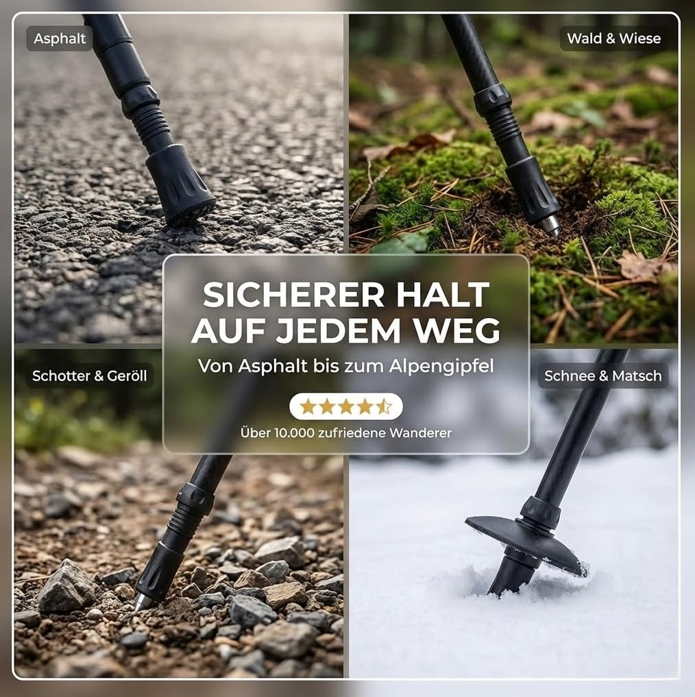 Bastoncini Da Trekking E Nordic Walking Outtec - Regolabili 60-135 Cm, Ultraleggeri In Alluminio, Set Con Custodia