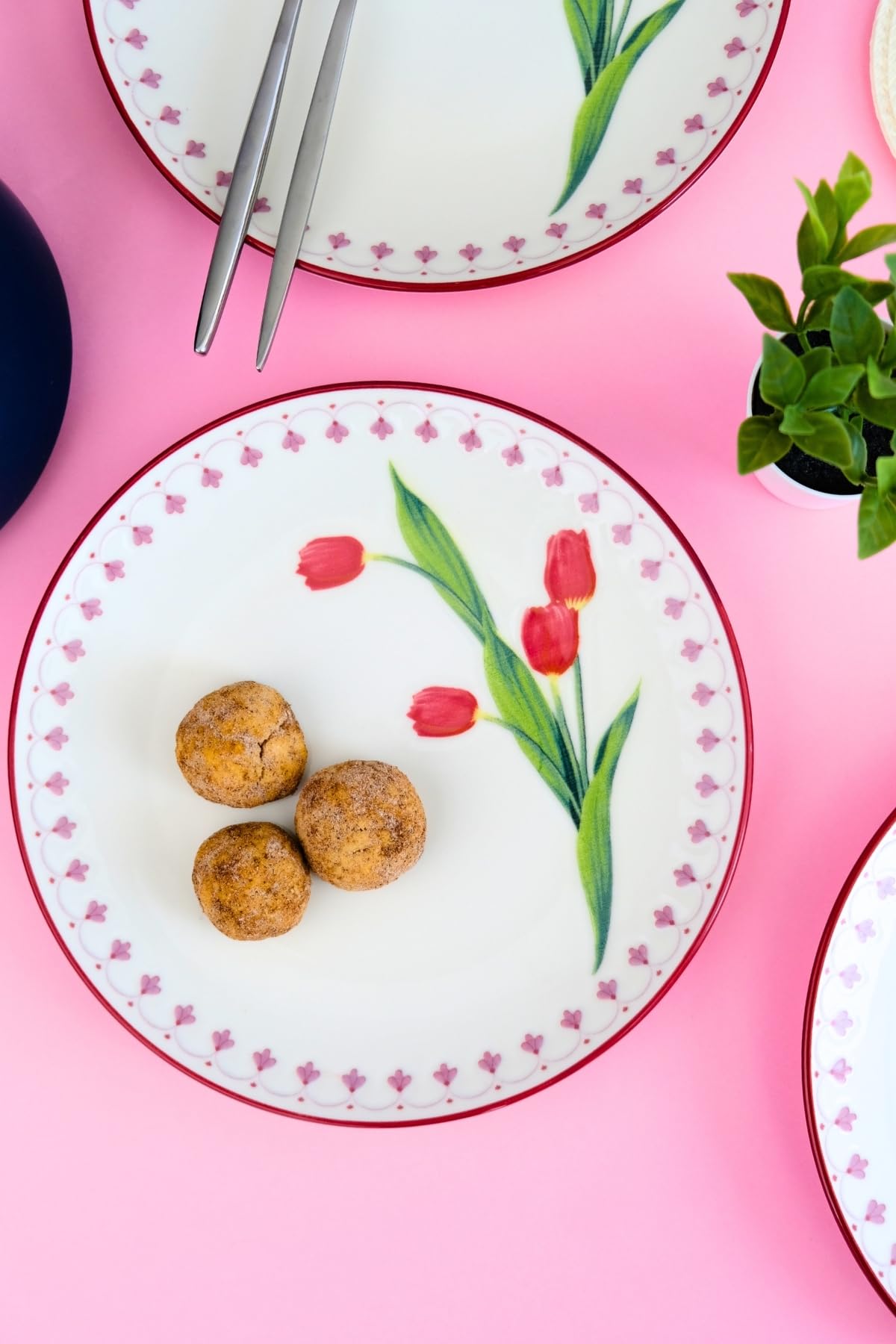 Tabakevi Tabak Evi Porselen Lale Tuval Pasta Takımı Rimli 20 Cm 4 Kişilik 4 Parça Tvl4Ptprs1160
