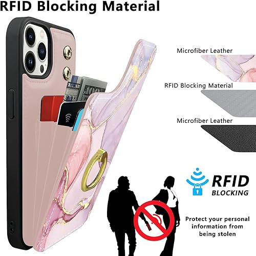 Miniatura 5 de TopPerfekt Funda tipo cartera compatible con iPhone 13 Pro con tarjetero y rotación de 360, soporte de anillo de dedo con función atril, bloqueo