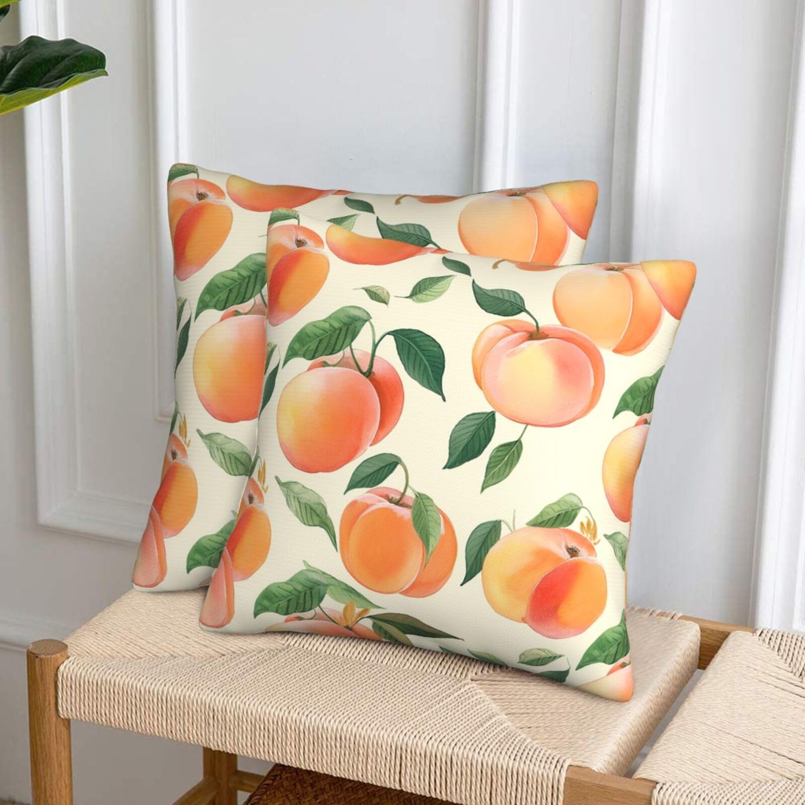 NONHAI Decorative Throw Pillow Covers Set of 2, 18"x18" Square Cushion Case Soft Comfy Peach Throw Pillows for Couch Cushion Livingroom Farmhouse Home Decor Pillowcases