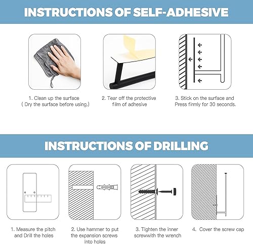 Miniatura 6 de Soporte de pared para toallas de papel debajo del gabinete, 13.2 pulgadas, perforación autoadhesiva de acero inoxidable SUS304 verticalmente
