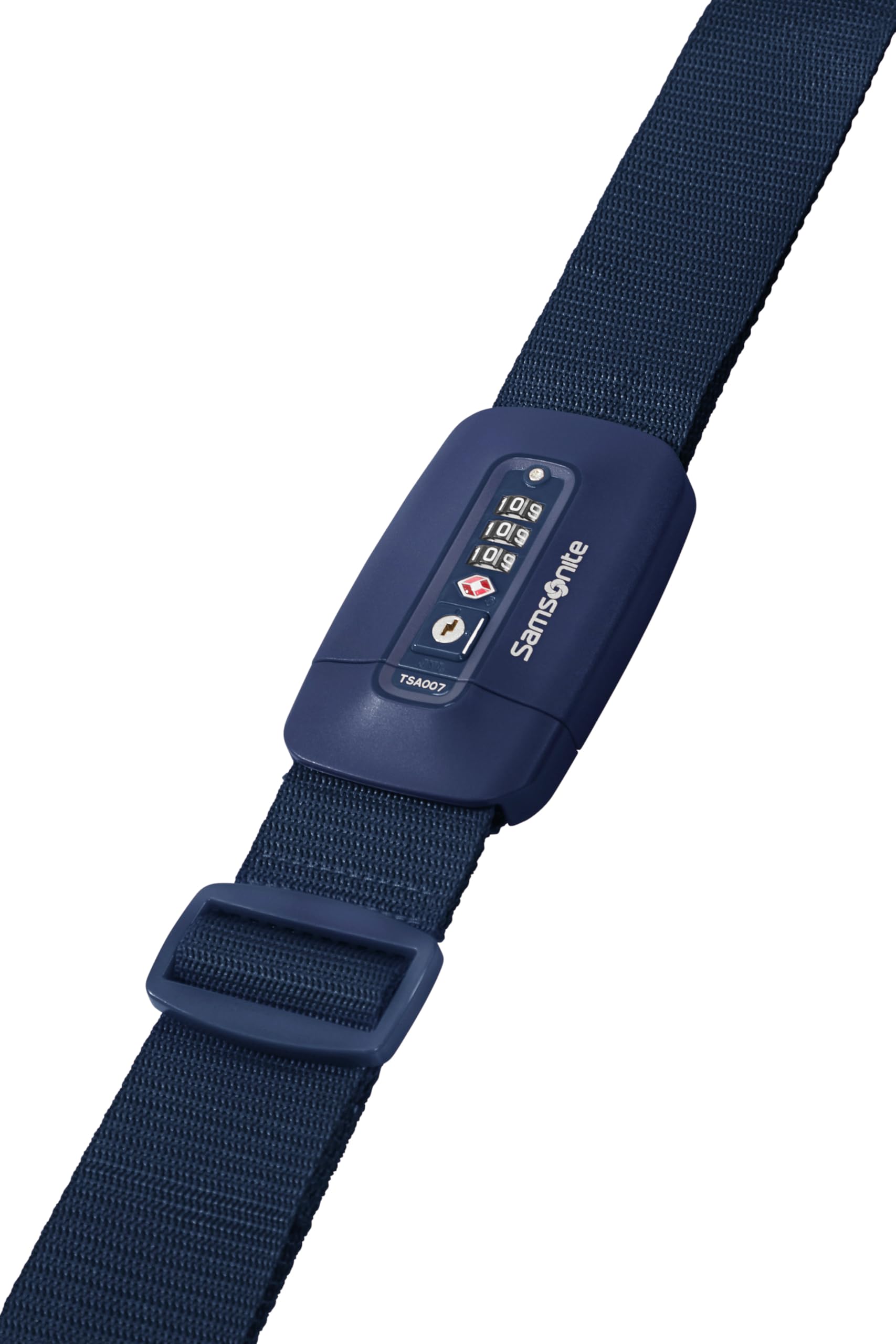 Samsonite TA Revolution – Pas Bagażowy z Zamkiem TSA, Regulowany 50mm, Wytrzymała Klamra, Bezpieczny Pas na Walizkę do Podróży, Niebieski (Midnight Blue)