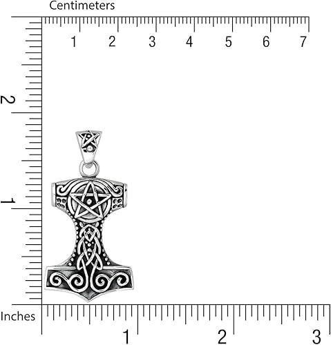 Miniatura 3 de WithLoveSilver - Colgante de plata de ley 925 con amuleto vikingo de martillo de Thor Mjolnir, Plata esterlina
