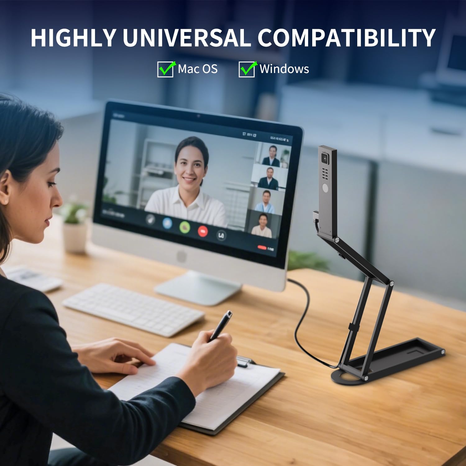 NetumScan Videocamera per documenti e webcam, autofocus ultra ad alta definizione da 11 MP, pieghevole, compatibile con Windows/MAC OS/Chromebook, per videoconferenze, insegnamento a distanza e