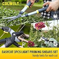 Vista 2 de Colwelt Loppers Hedge Clippers Garden Shears 3Pcs, Compact Garden Loppers Shear Set with 17’’ Bypass Branch Cutters & Hedge Shears & Pruners, Tree