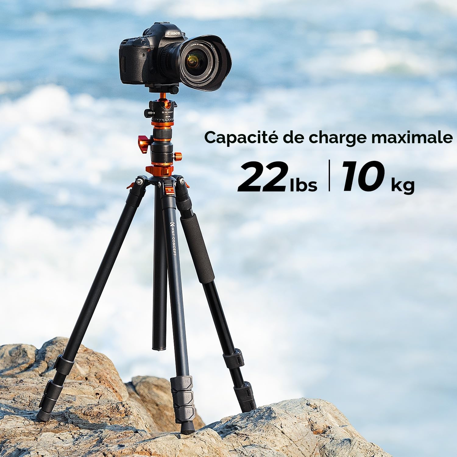 K&F CONCEPT Trépied Appareil Photo, 230CM Trépied Vidéo avec Bras Extension, Trepied Monopode Professionnel en Aluminium, Reflex Pied Caméra 360° Tête Ball et Plaque de Dégagement pour Canon DSLR