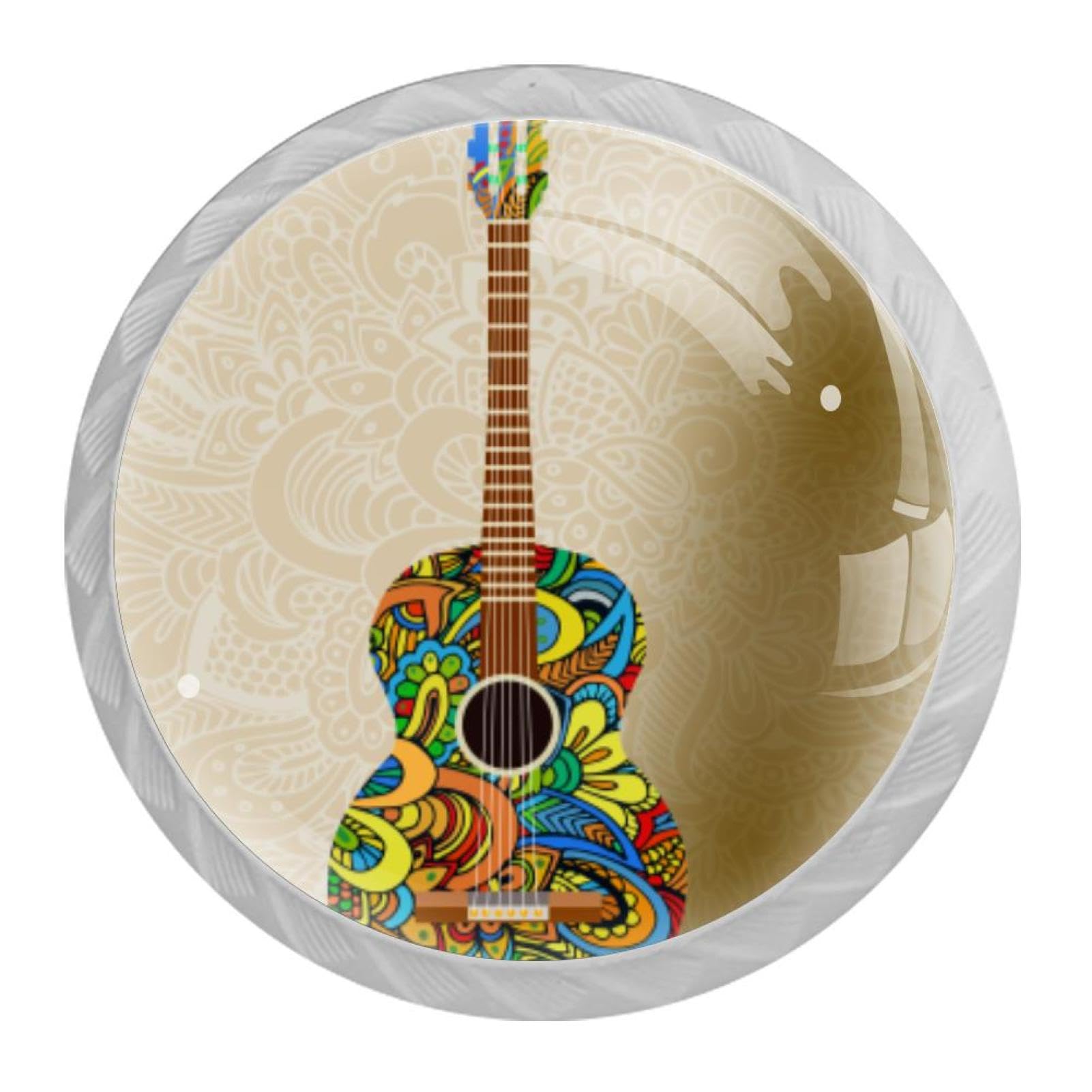 Tqmspg 4 Pieces Drawer Pulls Guitar Door Knobs Dresser Handles for Kitchen Wardrobe Cupboard Hardware Furniture