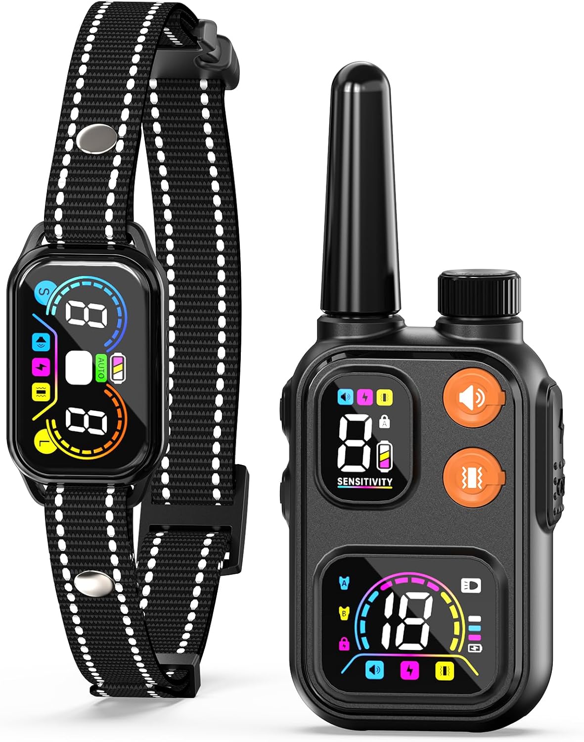Dog Shock & Bark Collar 2-in-1, 4500FT Remote with Voiceprint Recognition - Adjustable Beep/Vibration/Shock, 8 Sensitivity Modes, IP67 Waterproof Training Collar for Medium to Large Dogs (5-120 lbs)