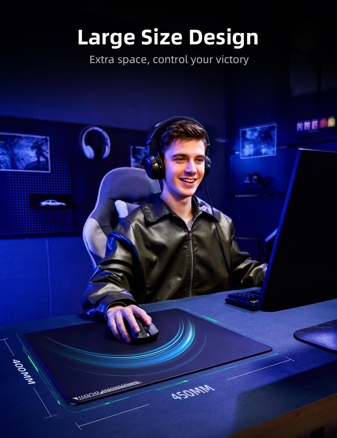 llano Laptop Cooler Bundle with Glass Mousepad Large Size 17.7" x 15.8"