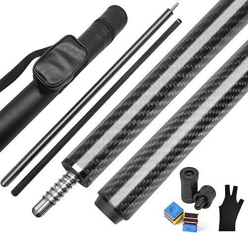 Miniatura 1 de Carbon Fiber Pool Cue Stick Low Deflection Shaft Professional Billiard Cue Stick with Hard Case and Accessories,12.5mm Tip, 58",20OZ 21OZ