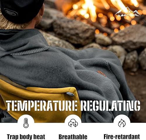 Miniatura 4 de Manta de lana 100% de 62 x 86 pulgadas, cálida, gruesa, lavable, manta de lana militar, ideal para camping, al aire libre, eventos deportivos, kits