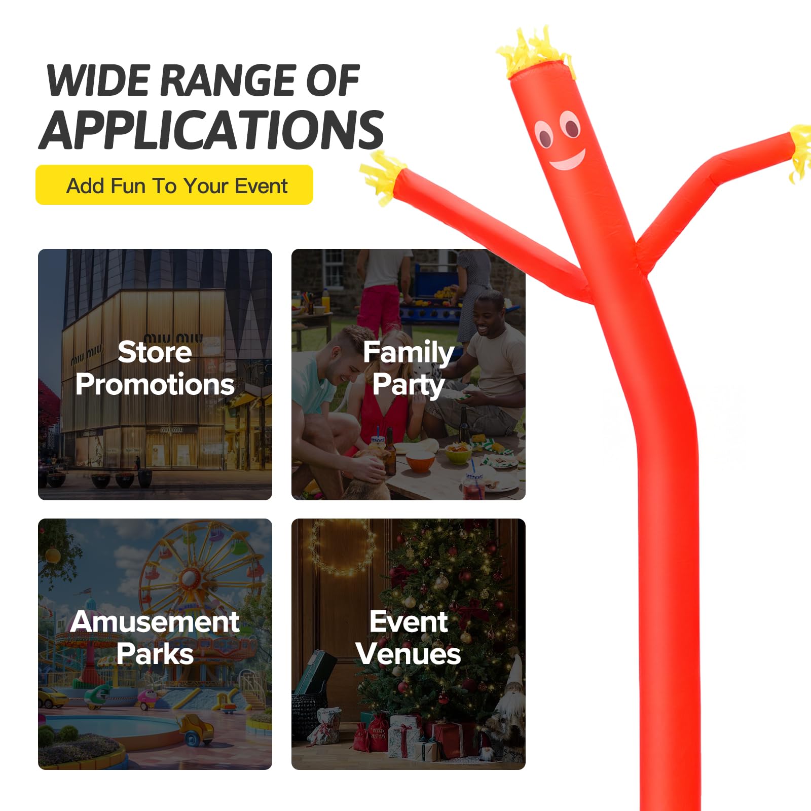 1,8 m Roter Himmel Luftpuppe Tänzer Aufblasbarer Winkschlauch Mann mit Lichtern & eingebautem Gebläse - Wacky Waving Dancing Tube Guy for Business Promotion Stand Out Christmas Advertising