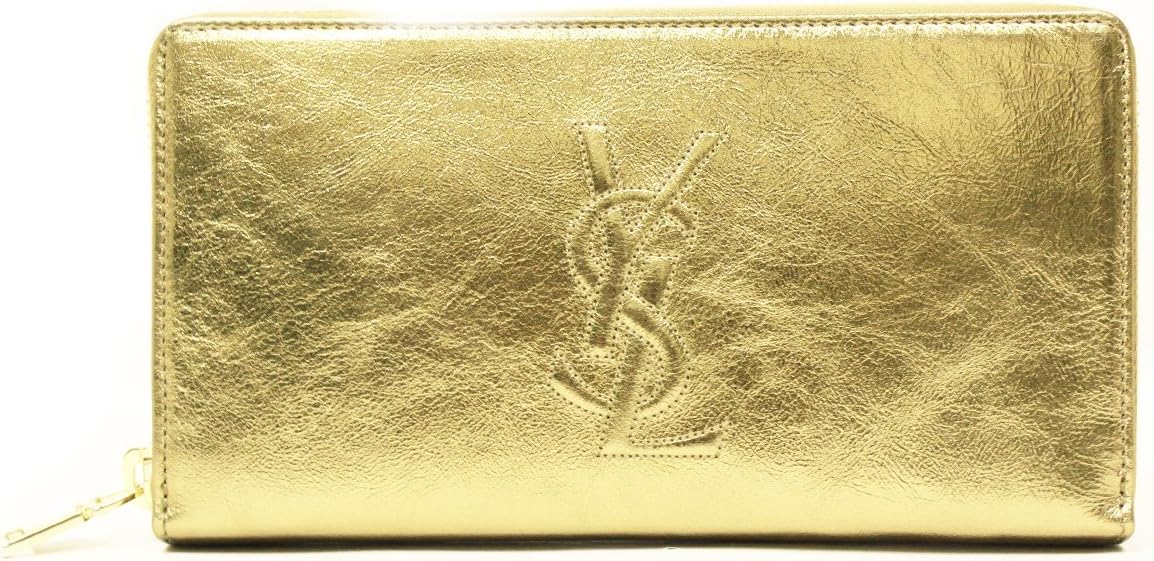 Saint Laurent 'YSL' Belle du Jour Metallic Leather Zip Around Wallet 352904