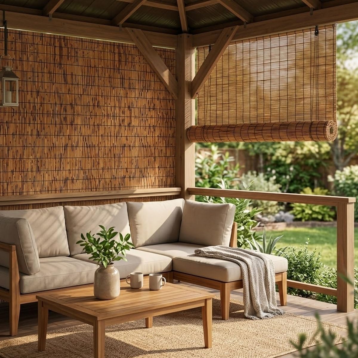 Canisse en Roseau Naturel 1 2 3 4 5m,Rouleau De Clôture en Roseau, Brise-Vue Bambou Pour Balcon, Palissade Extérieure Patio Séparation D'intimité, Clôture Jardin Décorative(Nature,160x150cm)
