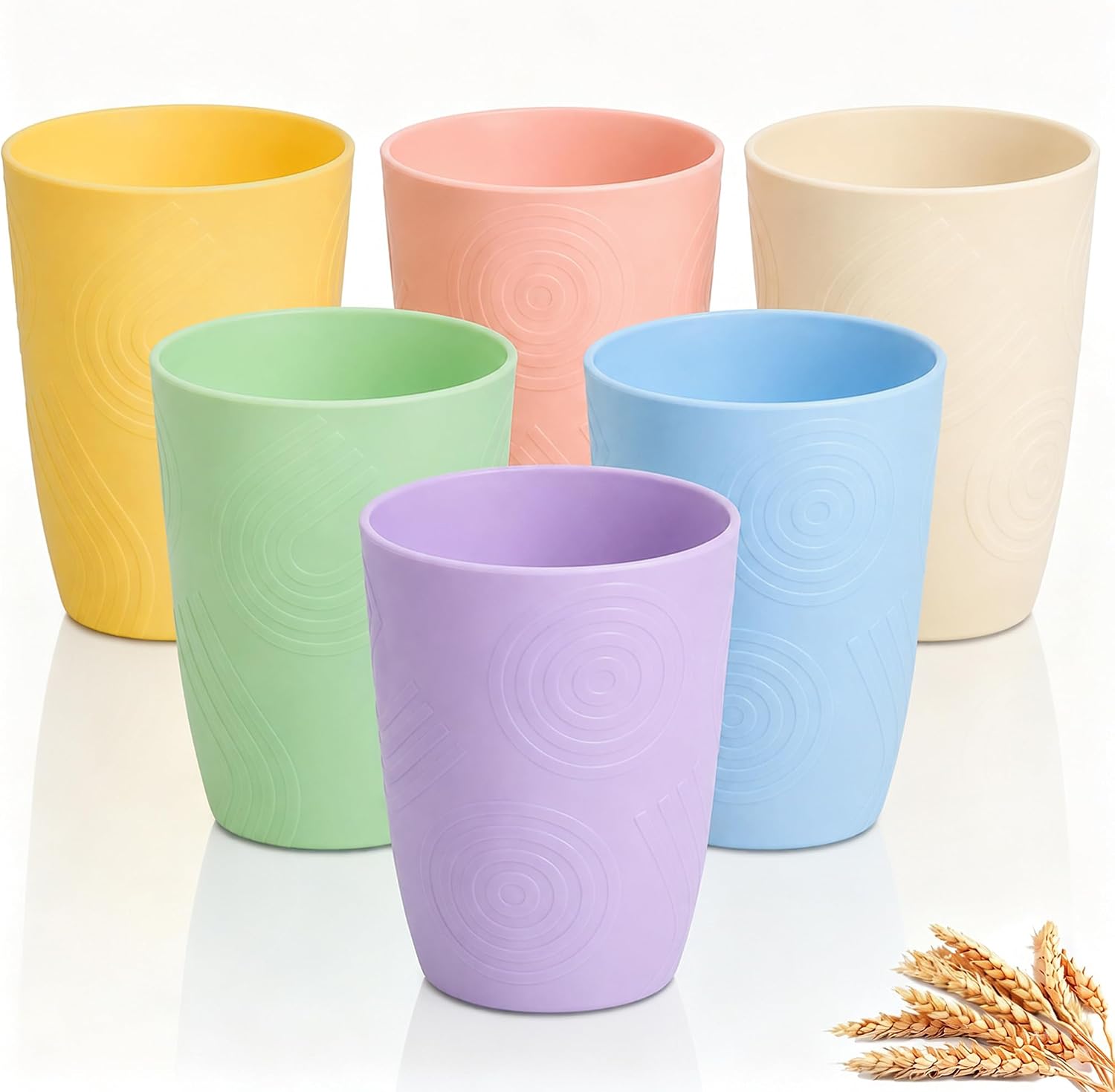 PYRMONT Wheat Straw Cups Alternative 16 Oz Plastic Cups(6pcs,Multilight)