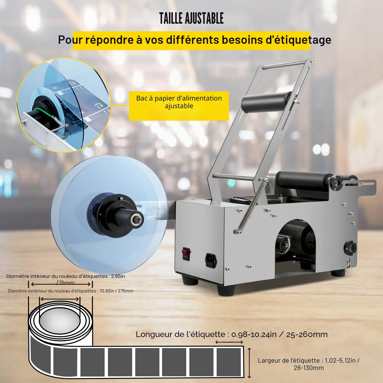 VEVOR MT-50 Étiqueteuse de Bouteilles Rondes Semi-Automatique 50 pièces/Min pour Bouteilles de 12 à 90 mm