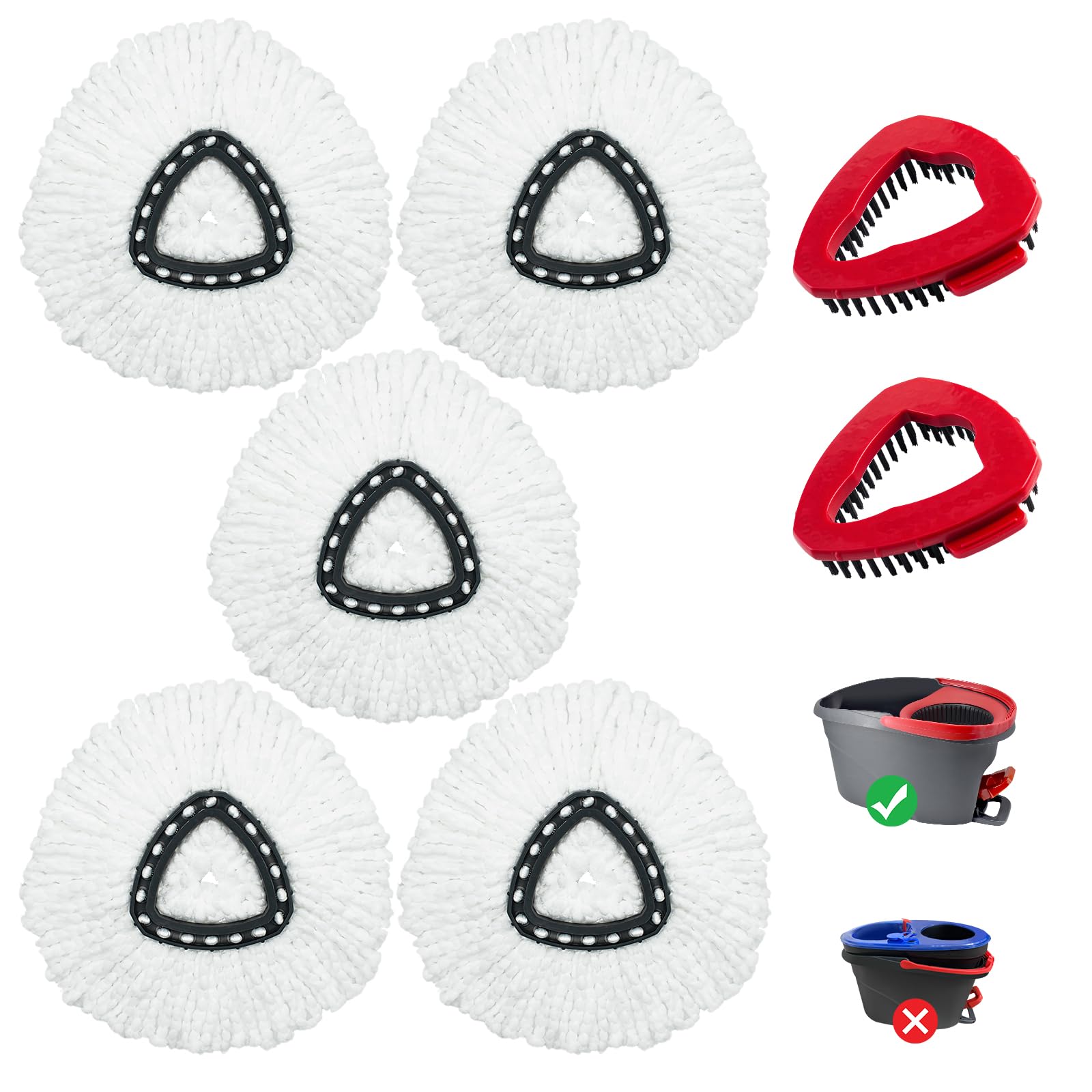 Cabezales de fregona de repuesto para fregona O-Ceda, cabezal de repuesto EasyWring Spin Mop de repuesto, repuesto de fregona de microfibra, incluye 5 cabezales de fregona de repuesto, limpieza