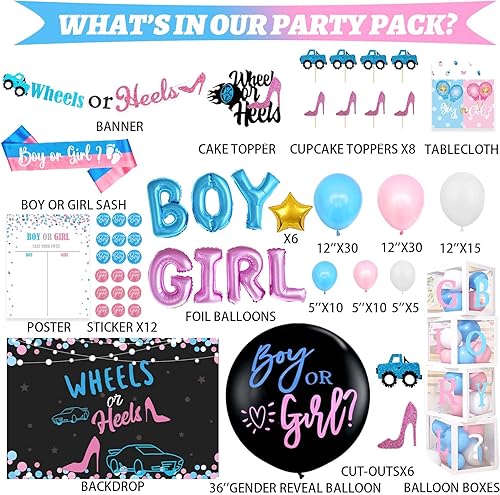 Miniatura 9 de Hombae Whats The Scoop Decoraciones de revelación de género Whats The Scoop Kit de suministros para fiesta de baby shower He o She Whats The Scoop