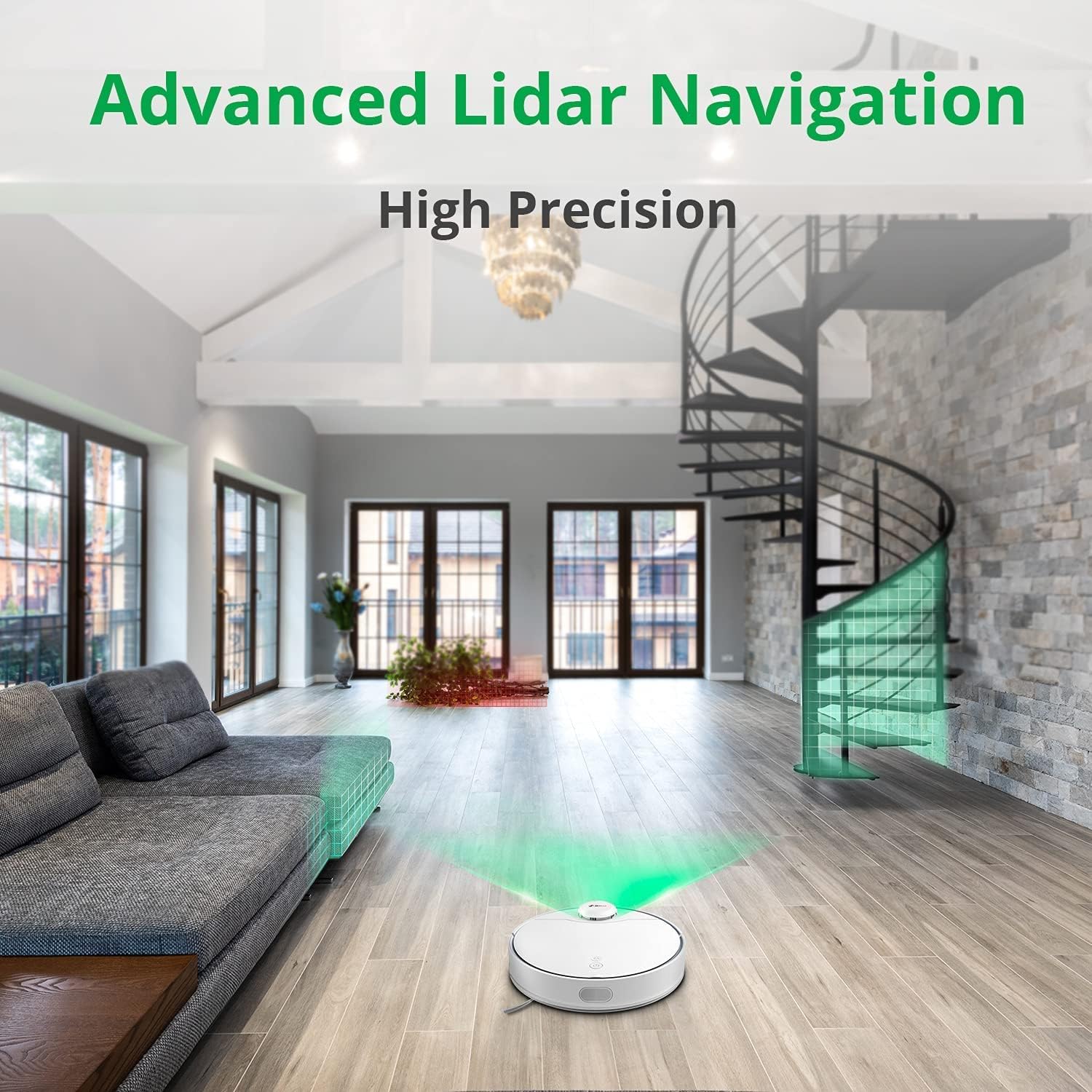 360 S9 Robot Vacuum demonstrating advanced Lidar navigation in a living room