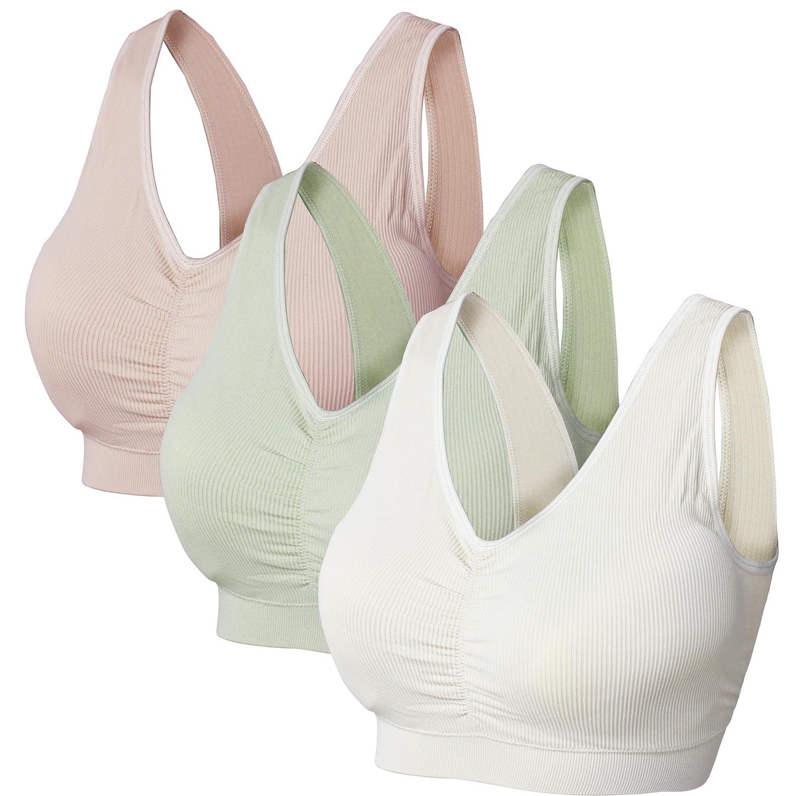 Women's Seamless Bras for Yoga Fitness Running Workout Low Impact Sports Bras with Removable Pads