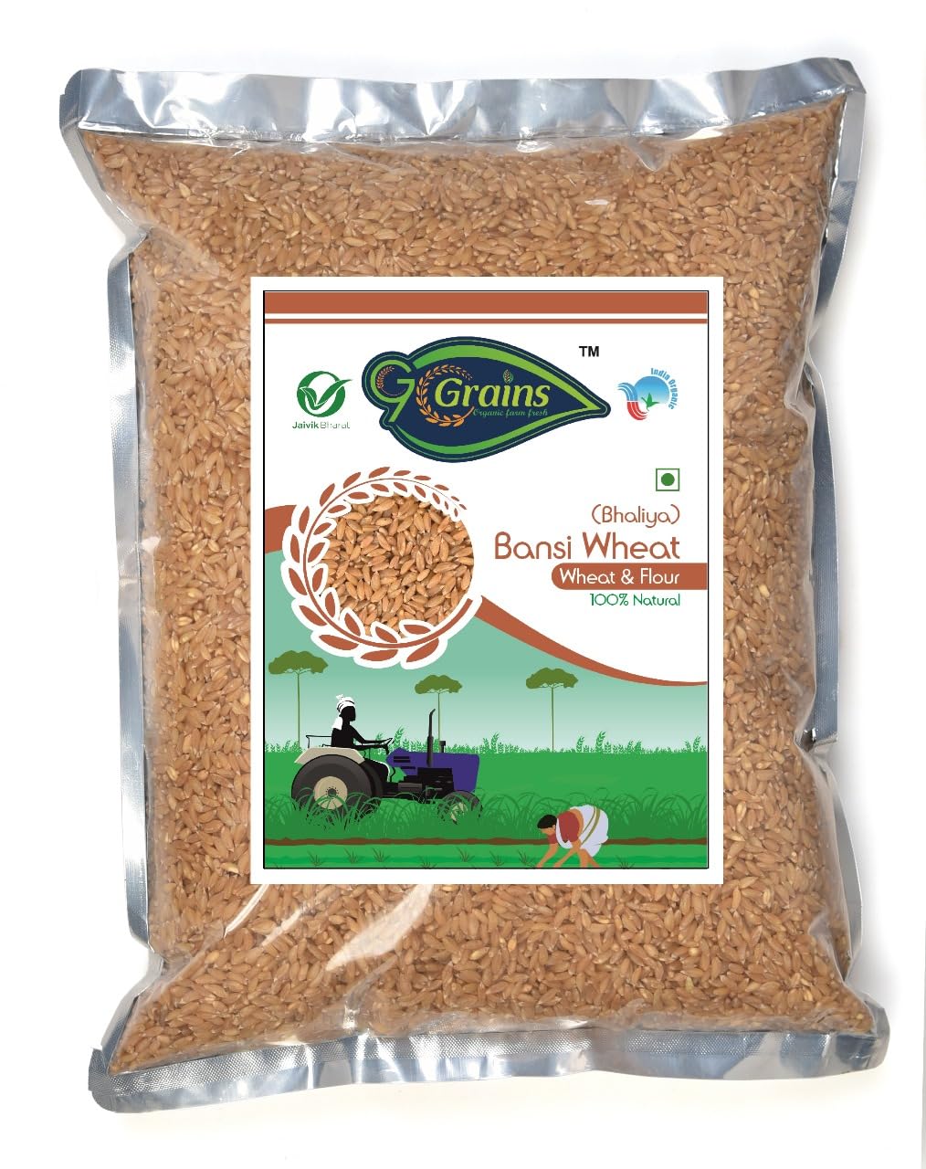 Organic Bansi Wheat Whole Grains (5 Kg)| Whole Grains For Eating And Cooking | Premium Grains/Gehu | By G7 GRAINS