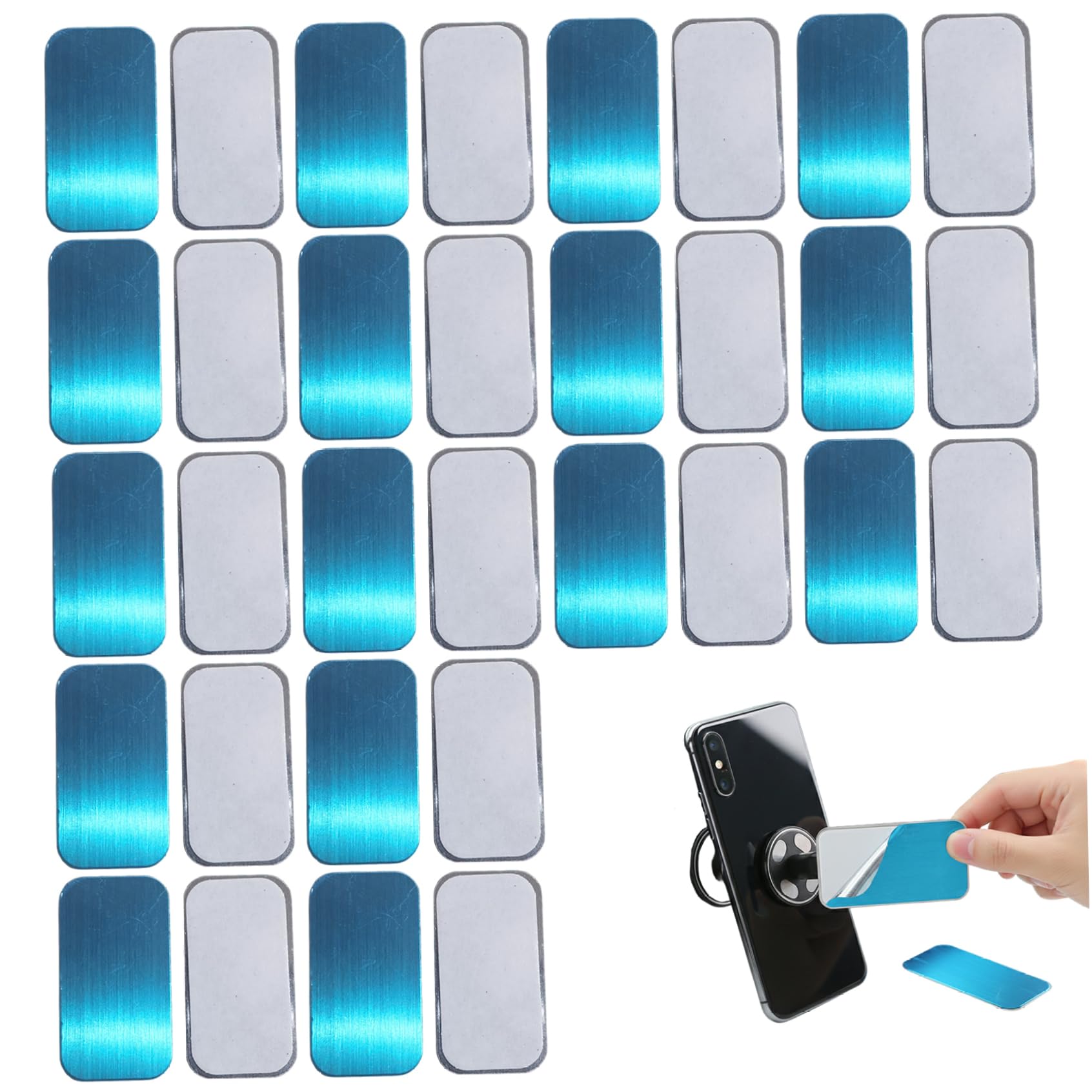 32Pcs Adhesive Magnetic Strips, Replacement Metal Magnet Strips with Adhesive Backing for Magnetic Under Cabinet Lights & Counter Lights, Sticky Magnets