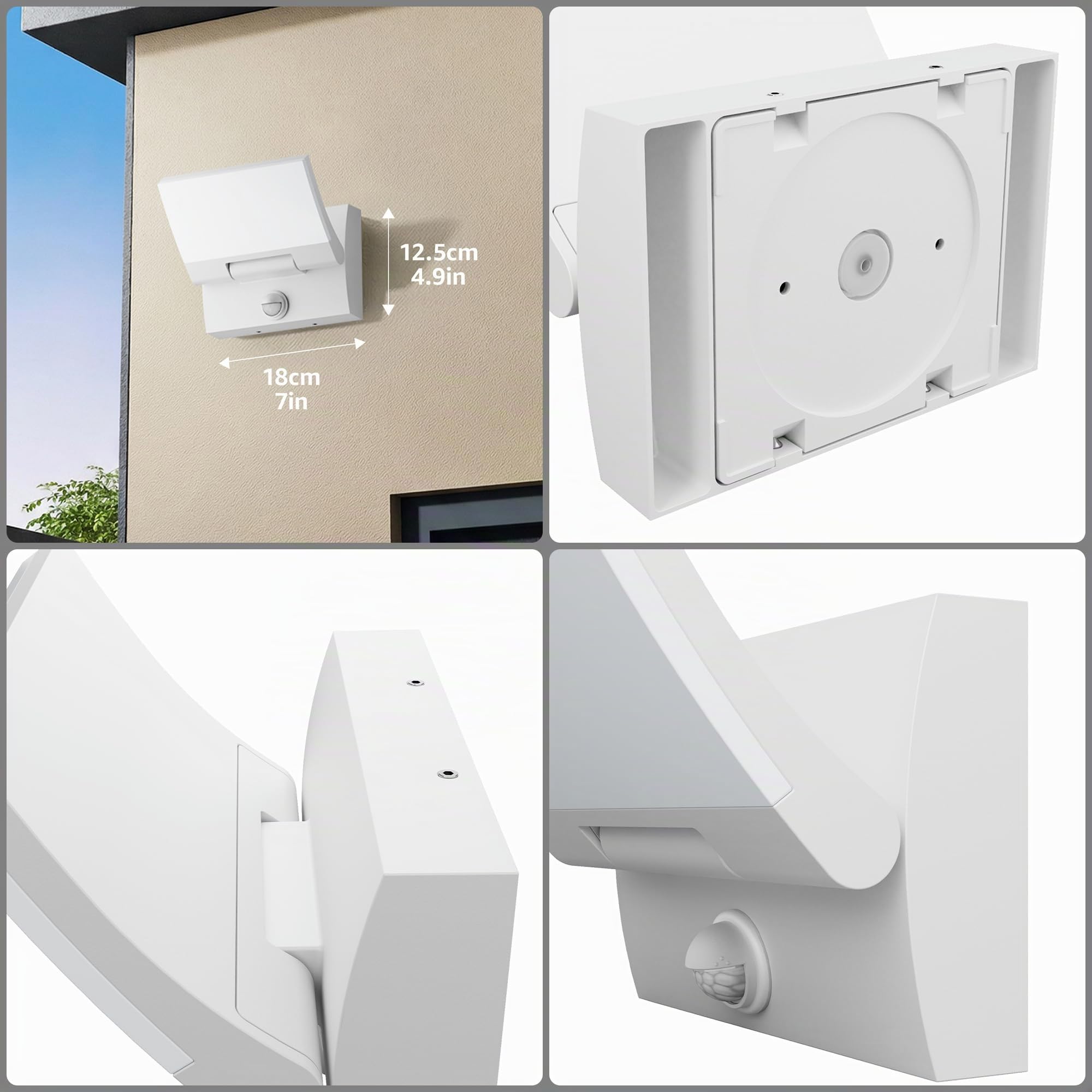 K-Bright 30W Apliques LED Exterior con Sensor de Movimiento Blanc