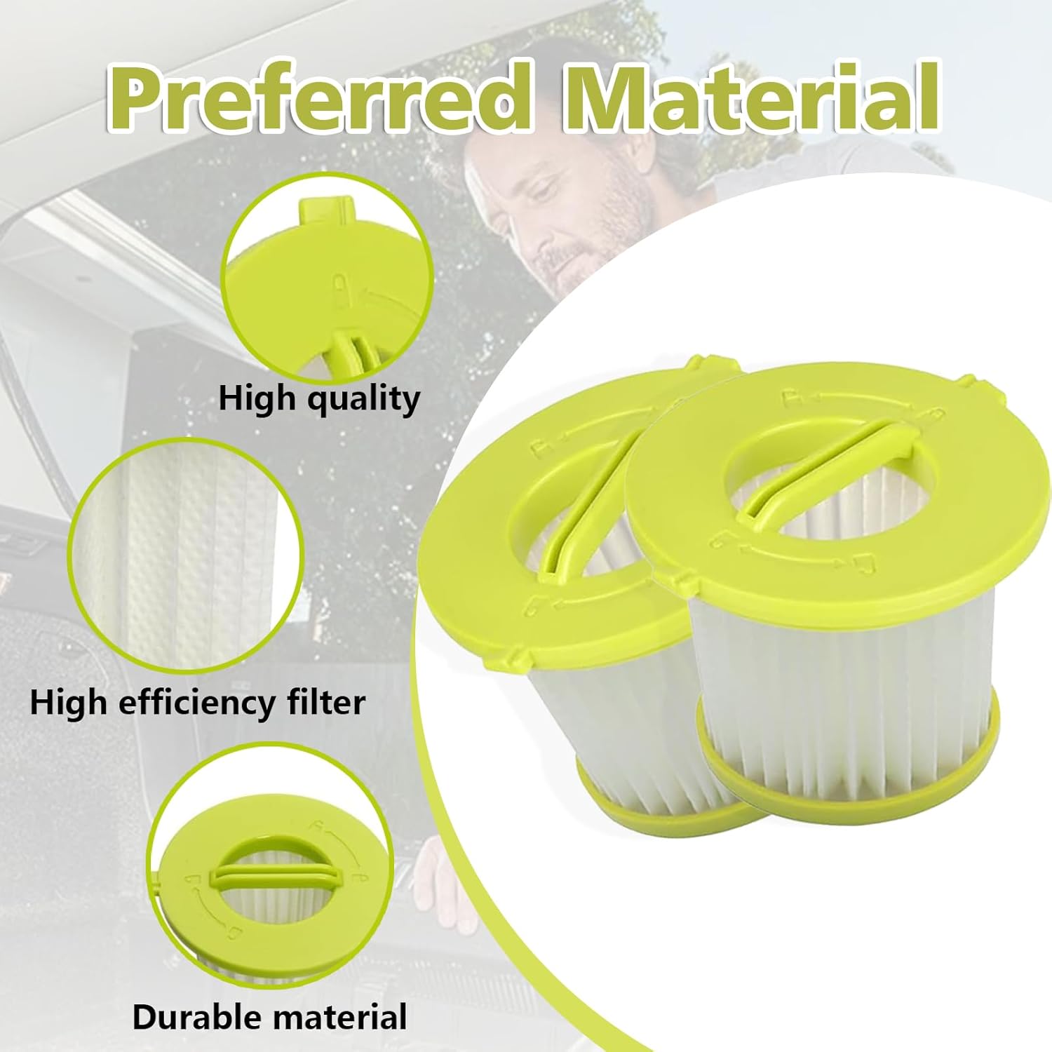 4 Pack HEPA Replacement Filter - Compatible with Ryobi ONE+ 18V Hand Vacuum PCL700 PCL704 PCL705, Hart 20V HPHV33B/HPHV34 & Hoover BH57400V, Replaces Part #A32F05N A32HF00
