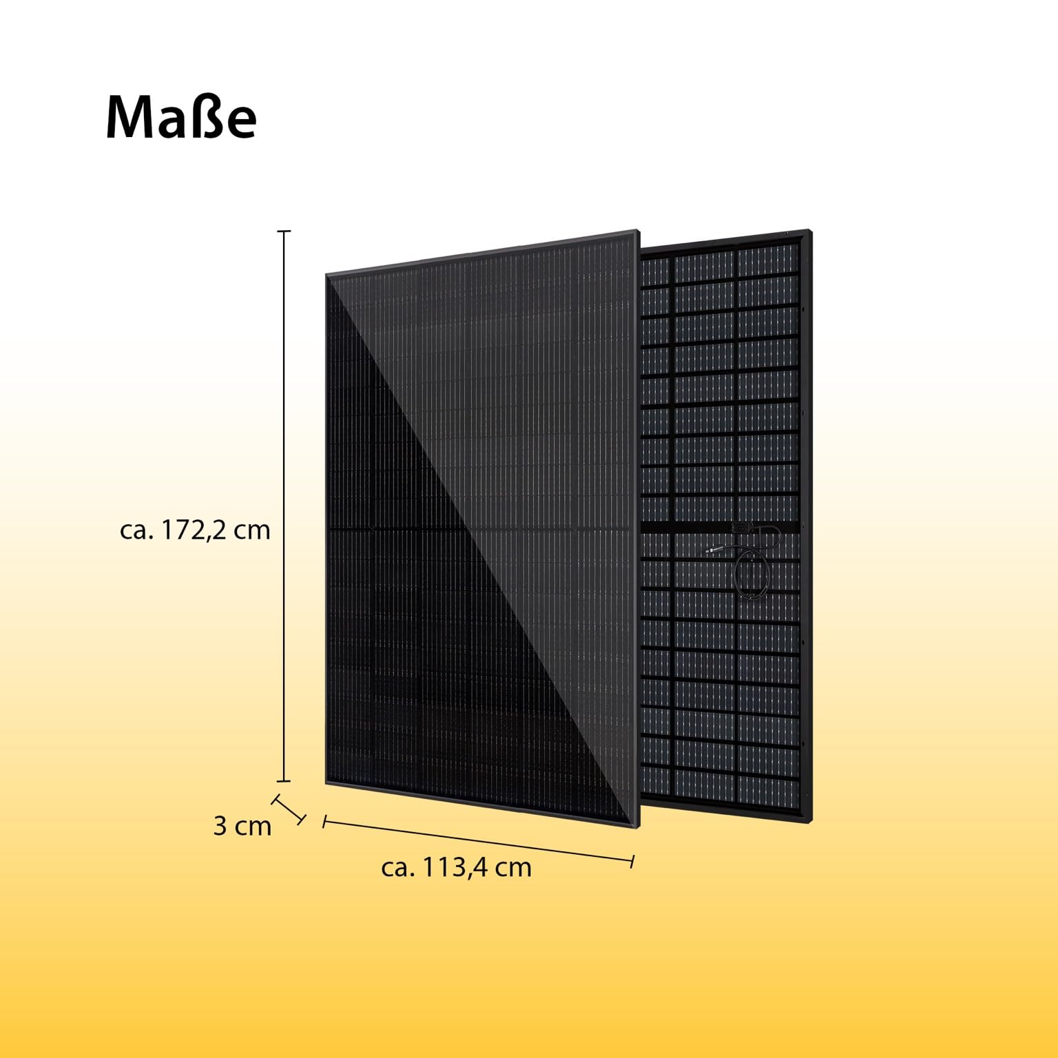 VALE Solarmodul-Set Bifazial 900 Wp Full Black - Glas-Glas-Module - Solarpanel für Balkonkraftwerke - Universal einsetzbar - Lineare Leistungsgarantie