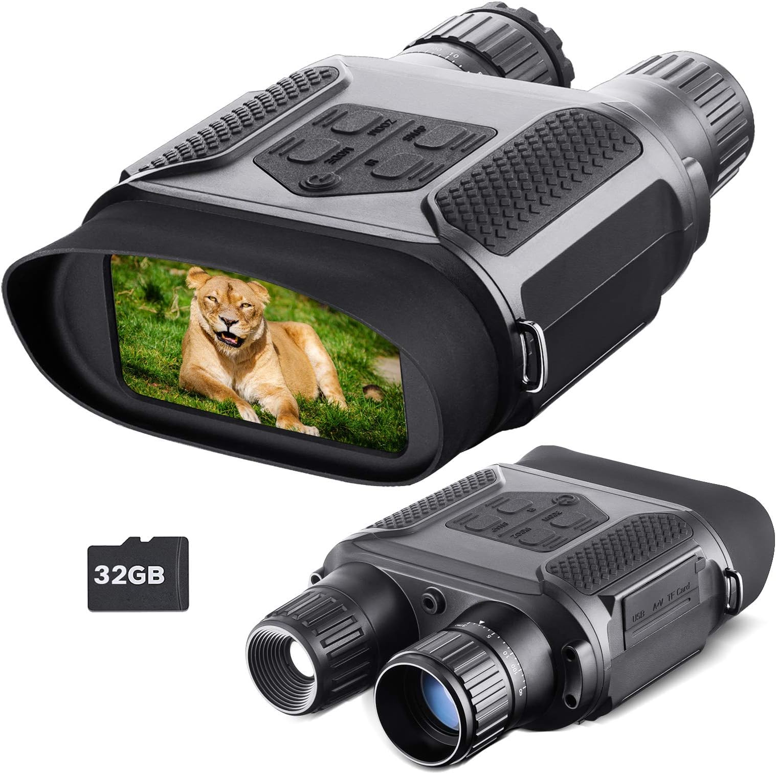 Night Vision Binocular for Adults, with 32GB TF Card, 7X HD Digital Infrared Zoom Widescreen 1300ft/400M Night Vision Camera & Goggles Scope for Hunting Camping Exploring Adventure Navigation