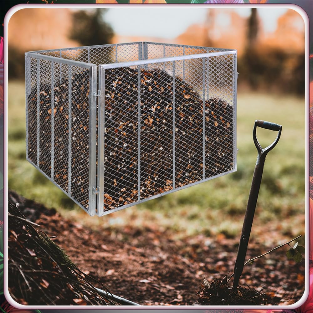 Kompostownik ze stali ocynkowanej, metalowy kompostownik, pojemnik na kompost, kratka kompostowa 100 x 100 x 80 cm, kratka ogrodowa, kompostownik