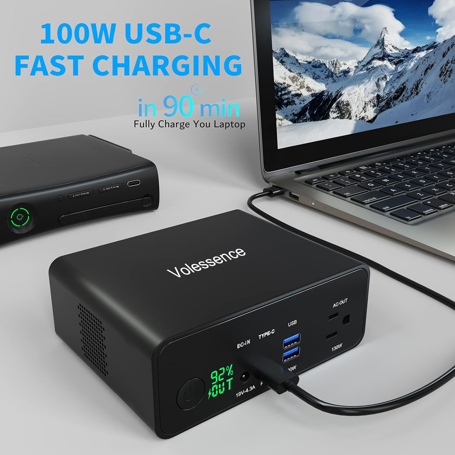 40000mah Laptop Power Bank | AC/USB-C/USB-A Battery Backup for Laptops: MacBook Pro/iPad Pro/Dell/HP/Surface | Cameras: Canon/Nikon/DSLR/DJI Drones | Smart Devices: iPhone/Samsung