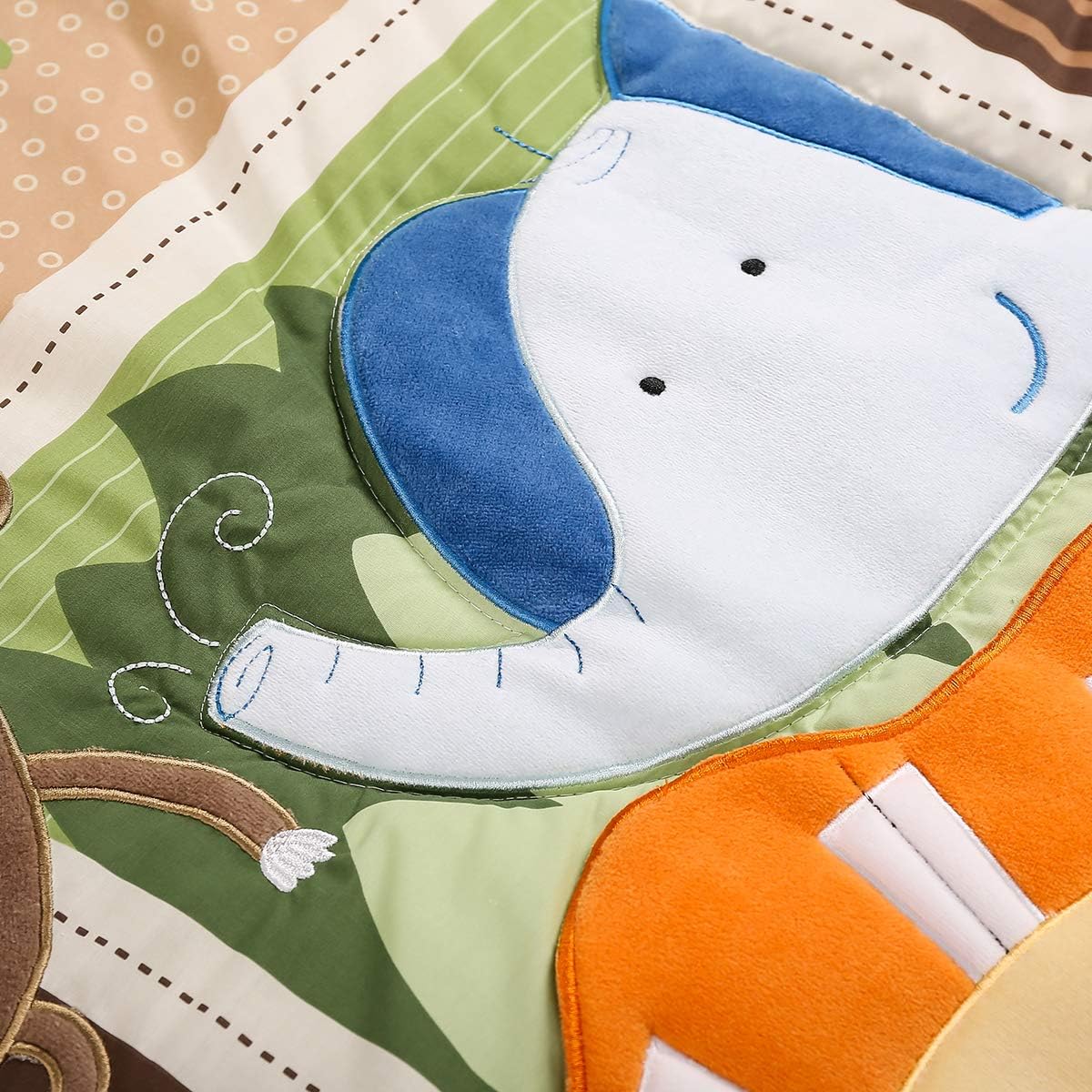 2 PCs Embroidery Lion Nursery Crib Bedding Set Quilt Fitted Sheet Lion Hippo Elephant Monkey Baby Bedding Set
