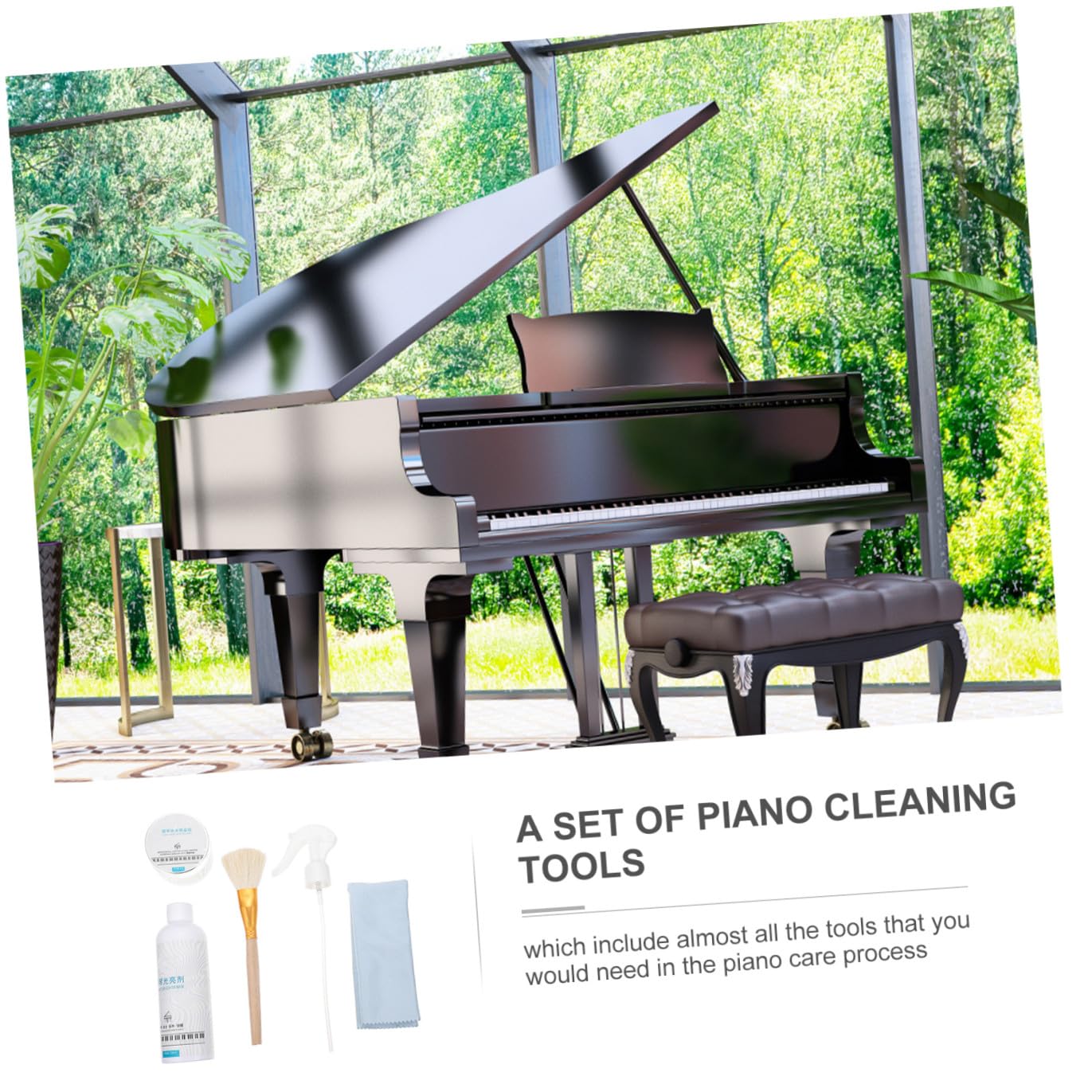 Toyvian 1 zestaw do czyszczenia i pielęgnacji fortepianu, do czyszczenia i czyszczenia fortepianu, szczotka do czyszczenia fortepianu, ściereczka do czyszczenia instrumentów, fortepianu, szczotka