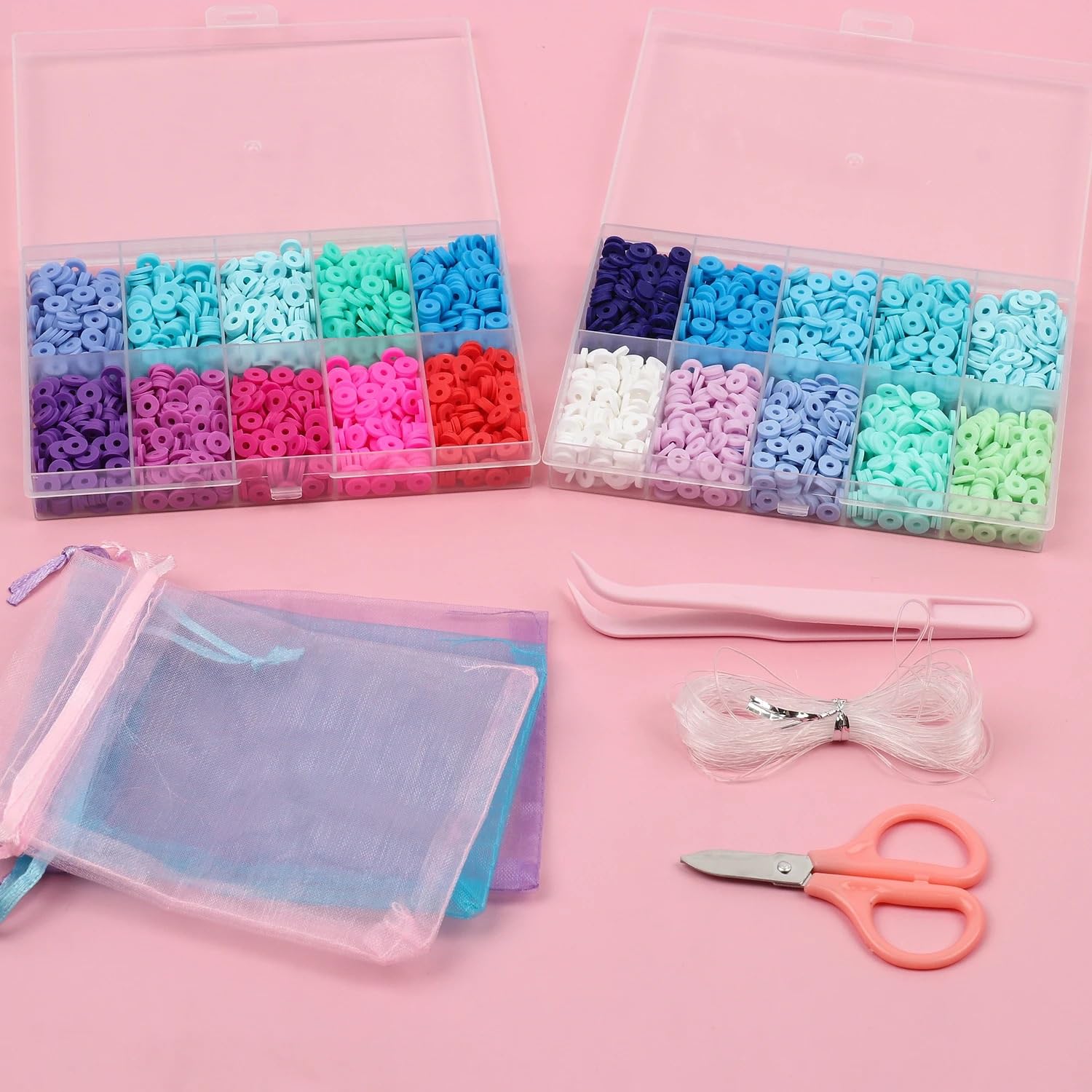 Abalorios Para Hacer Pulseras Kits de cuentas arcilla, kit fabricación joyas con for pulseras DIY(Set 12)