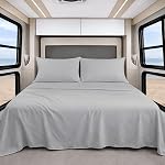 Shreem Linen Luxury 4 Piece Microfiber RV Sheet Set, Deep Pocket Fits Up to 10 inch, Soft, Wrinkle-Resistant, Camper, Travel Trailer Bedding, 3/4 Full Bunk 48x75, Dark Grey
