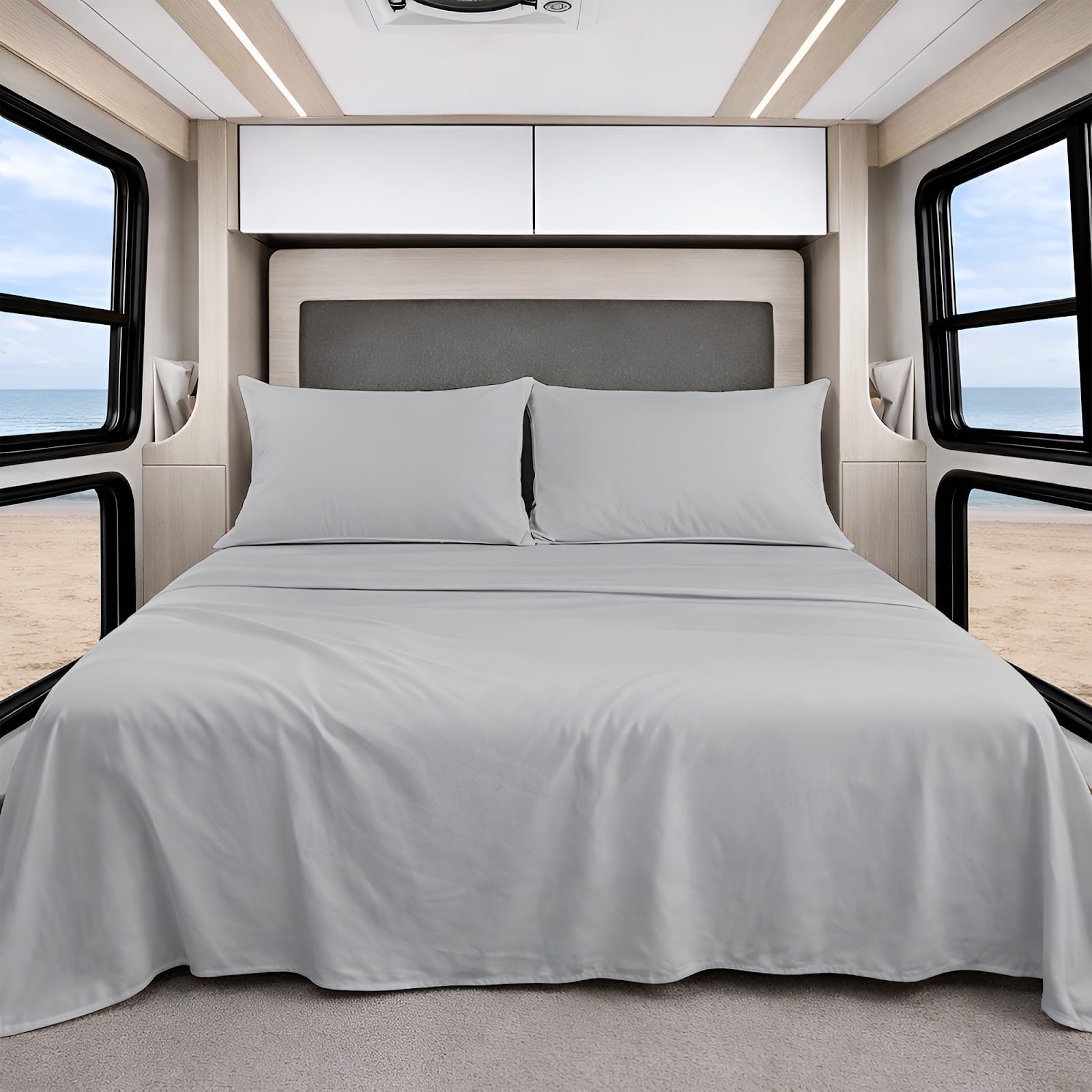 Shreem Linen Luxury 4 Piece Microfiber RV Sheet Set, Deep Pocket Fits Up to 10 inch, Soft, Wrinkle-Resistant, Camper, Travel Trailer Bedding, Bunk