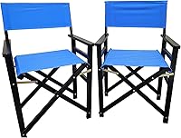 Vista 1 de Director Folding Chair Wooden Frame with Canvas Seat 2-Piece Set Populus Foldable Portable for Indoor Outdoor Use and Gifts