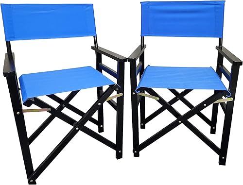 Miniatura 2 de Director Folding Chair Wooden Frame with Canvas Seat 2-Piece Set Populus Foldable Portable for Indoor Outdoor Use and Gifts