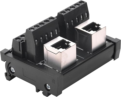 Miniatura 9 de Jienk Placa de ruptura del conector Ethernet del montaje en carril DIN RJ45 8P8C, conector de bloque de terminales vertical RJ45 de dos vías con