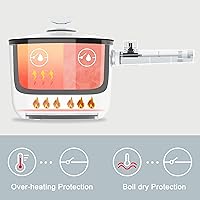 Vista 6 de Topwit Olla caliente eléctrica, olla de ramen de 1.5 L, sartén portátil antiadherente, olla eléctrica para pasta, bistec, sin BPA, cocina eléctrica