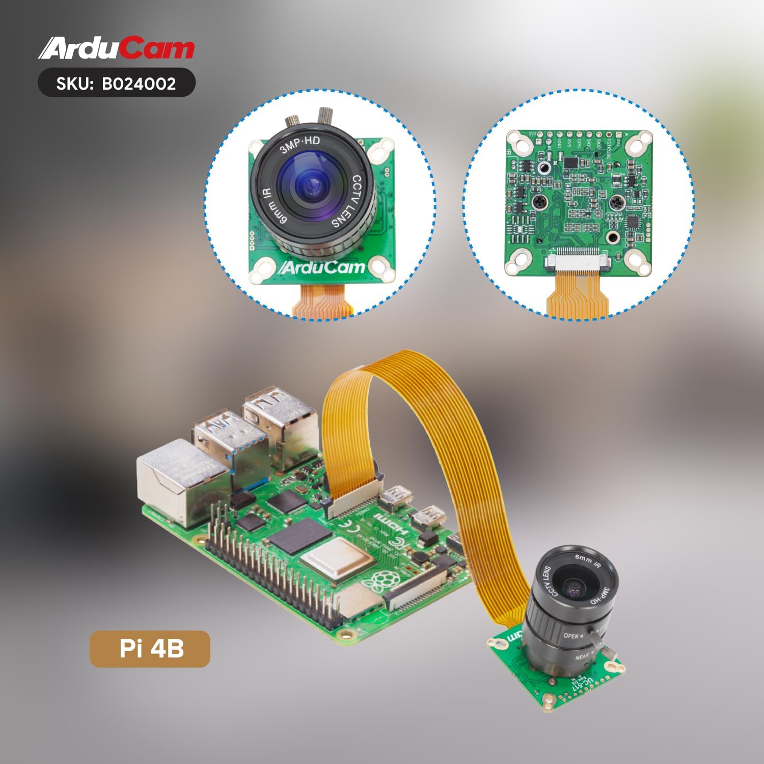 Arducam IMX477 Pi HQ Camera for Raspberry Pi 5, Comes with a 1/2.3” 6mm Focal Length CS Lens, Widely Compatible with Raspberry Pi 4B, 3B+, Zero