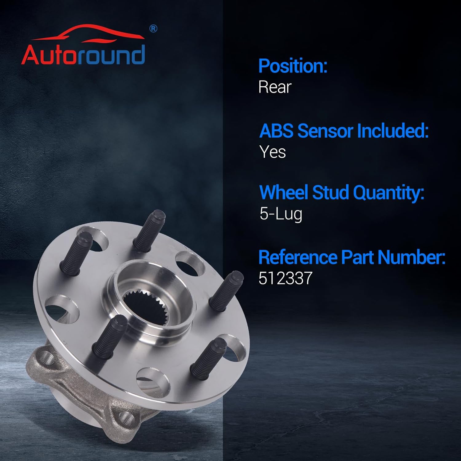 Autoround 512337 Rear Wheel Bearing and Hub Assembly Fit for 2006-2022 Lexus IS350, IS250, GS460, GS450h, GS430, GS350, GS300, GS F, RC F, is F, 5 Lug w/ABS