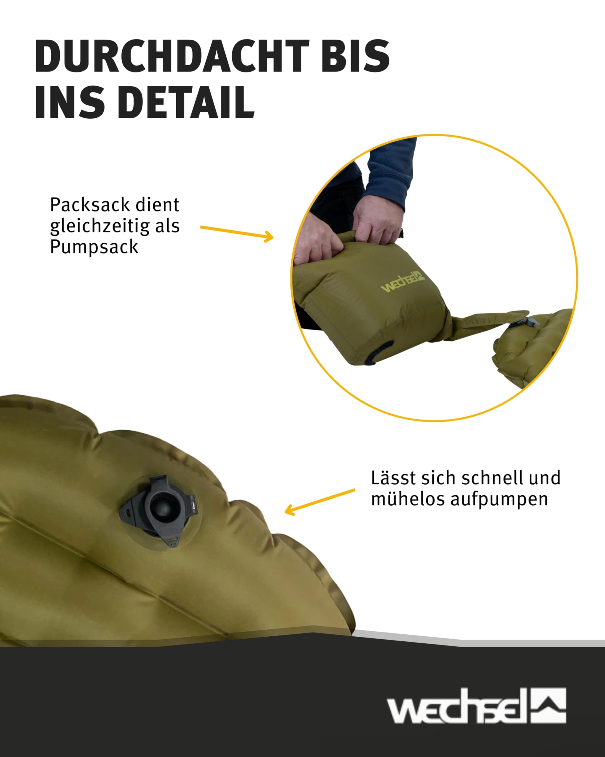 Wechsel Aera L I Ultraleichte Isomatte für mehrtägige Outdoor-Touren I Aufblasbare Luftmatte I Hervorragende Wärmeisolierung I 195 x 65 x 6,5 cm I Ideal für Trekking, Backpacking & Camping