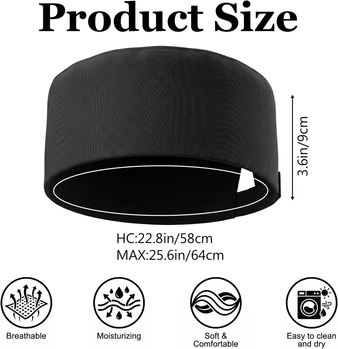 10 Pcs Unisex Chef Hats Adjustable Kitchen Cooking Caps with Breathable Mesh Top – Polyester Cotton Black Skull Cap for Men Women Adult Sushi Beanie