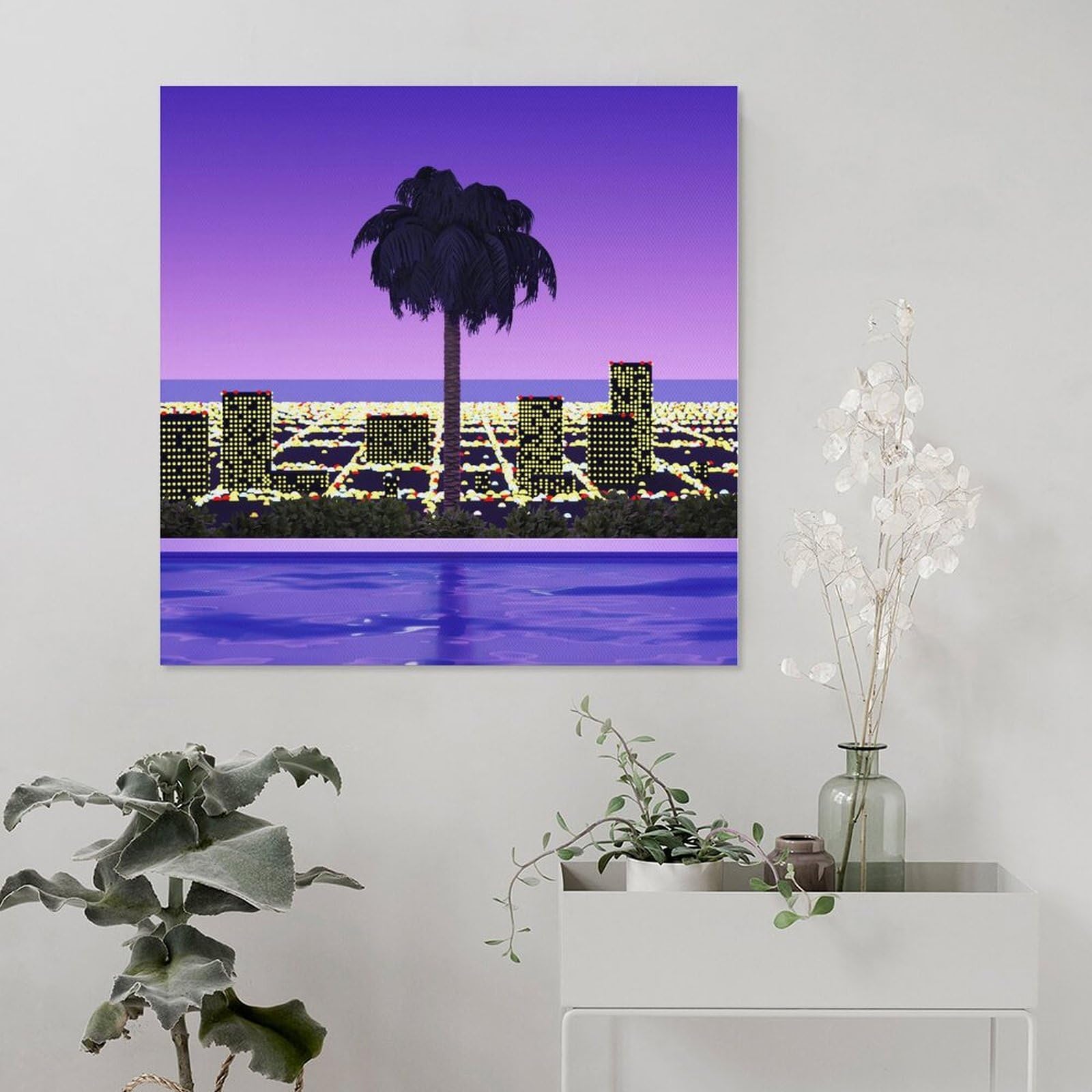 【額縁付き】 永井博（Hiroshi Nagai） A2ポスター　紫 Amazon｜Hiroshi Nagai Paintings Poster 永井 博 イラストポップな