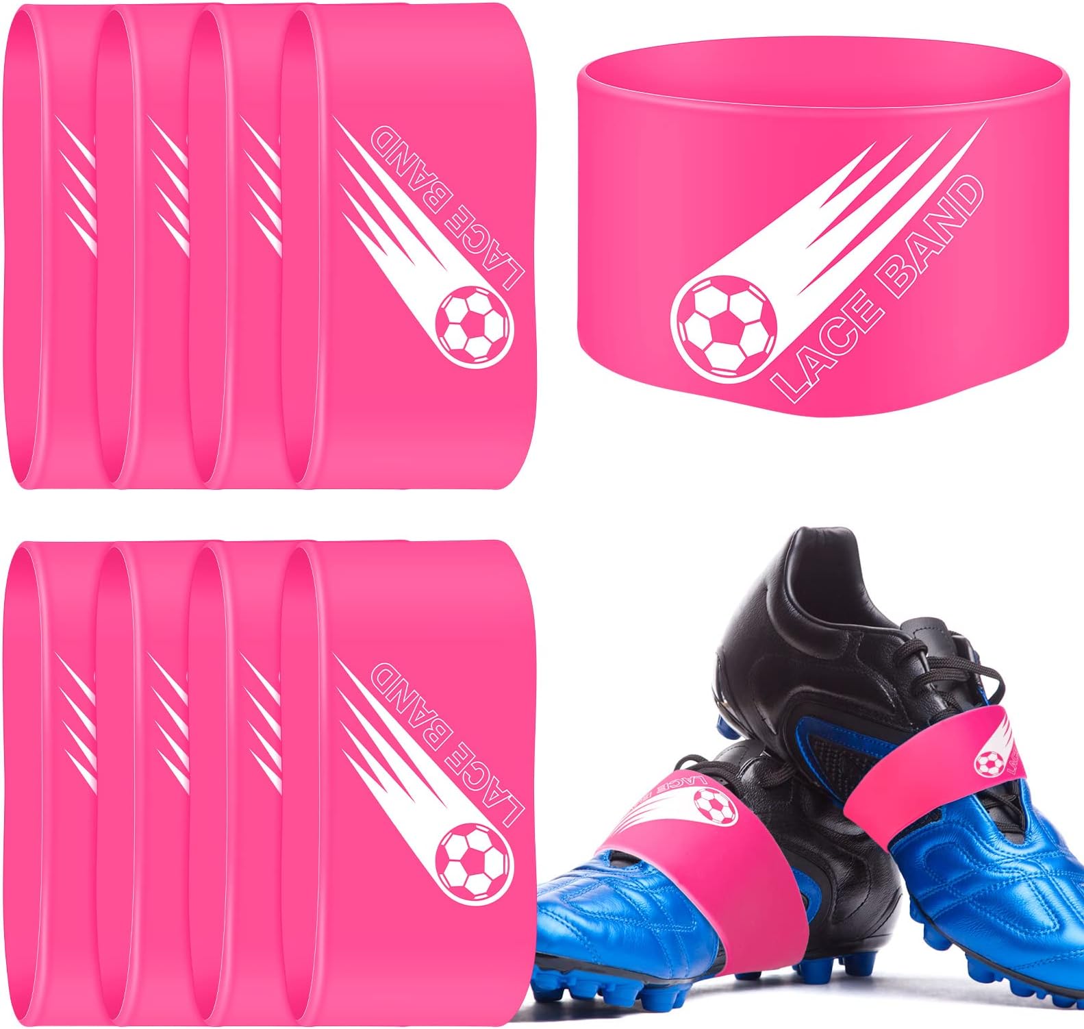Jecery 10 Pieces Soccer Cleat Lace Cover Soccer Shoe Band Youth Adult Protector Elastic Shoe Laces Rubber Covers