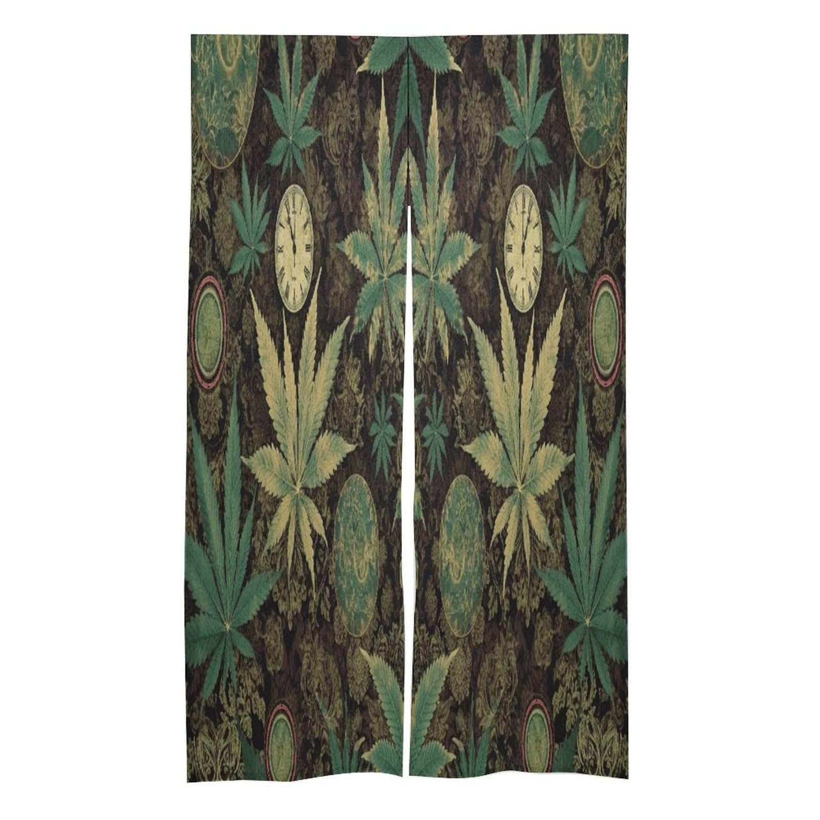 LZQPOEAS A Puff in Time Weed Marijuana Door Curtain Treatment Door Tapestry Japanese Style Doorway Curtain Privacy Thermal Insulated Doorway Window Curtains for Home Restaurant Decor